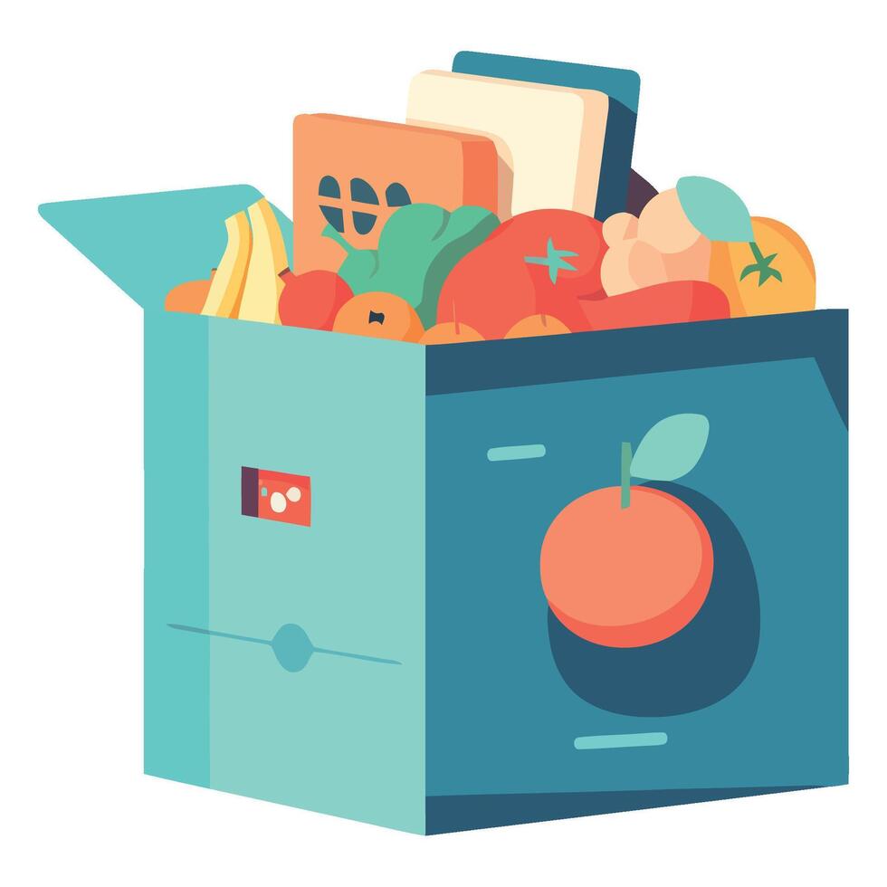 A box full of fruit and vegetables vector