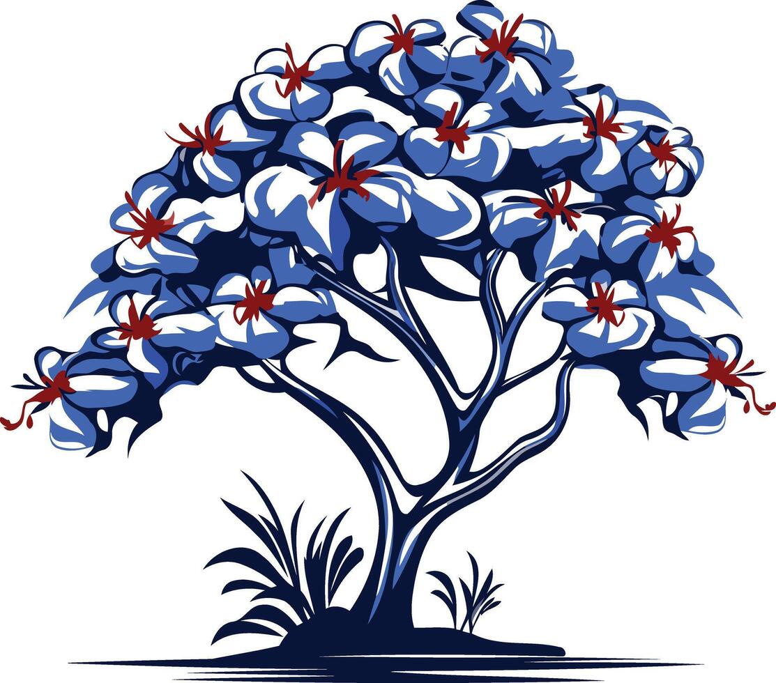Stylized blue tree with red flowers, perfect for nature themed designs vector
