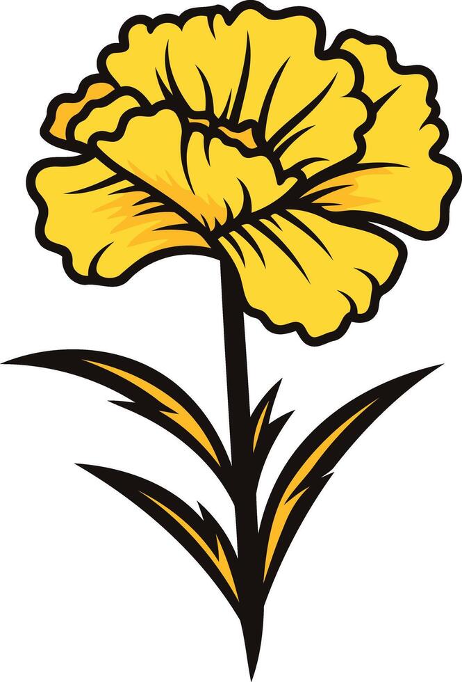 A cheerful yellow flower with delicate petals and leaves vector