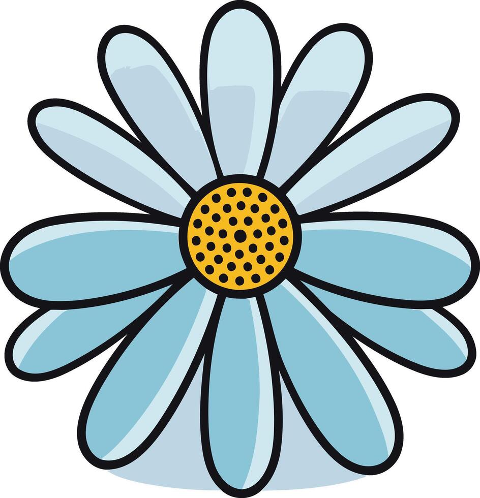 A simple, stylized blue daisy flower vector