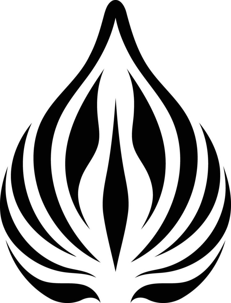 Abstract black and white design with a teardrop shape and intricate lines, perfect for tattoos, branding, or as a minimalist graphic element vector