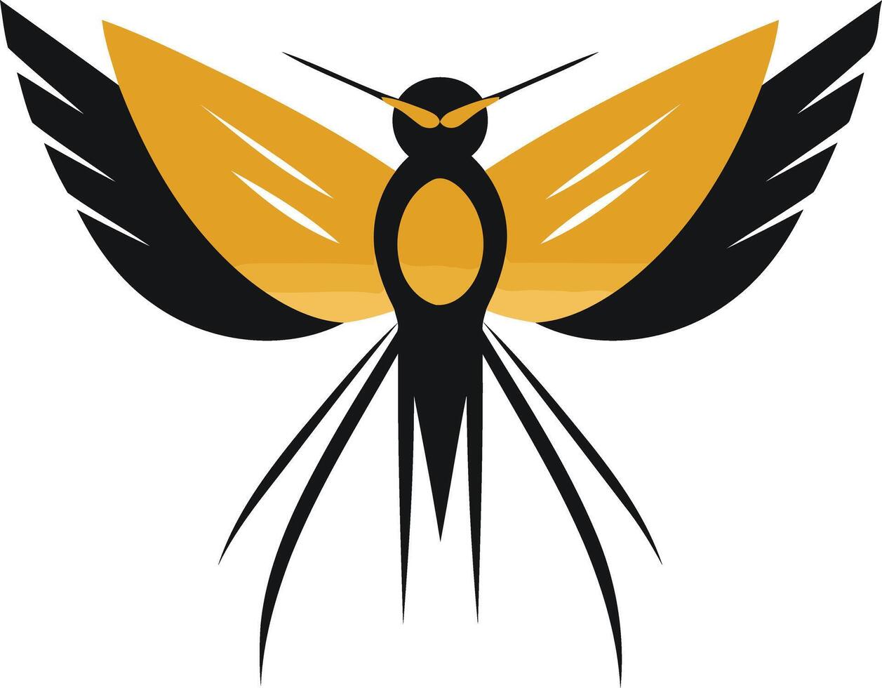 Abstract stylized insect logo with bold black and yellow color scheme vector