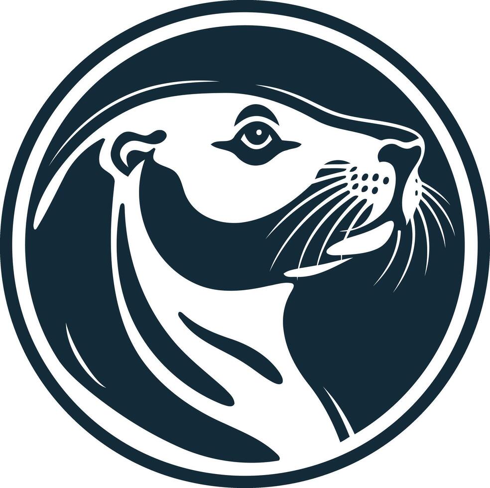 Stylized Seal Head in Circle vector