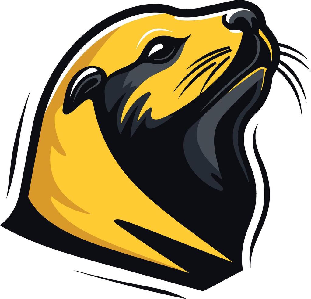 A bold and powerful element illustration of a sea lion head, perfect for logos, branding, and sports team mascots vector