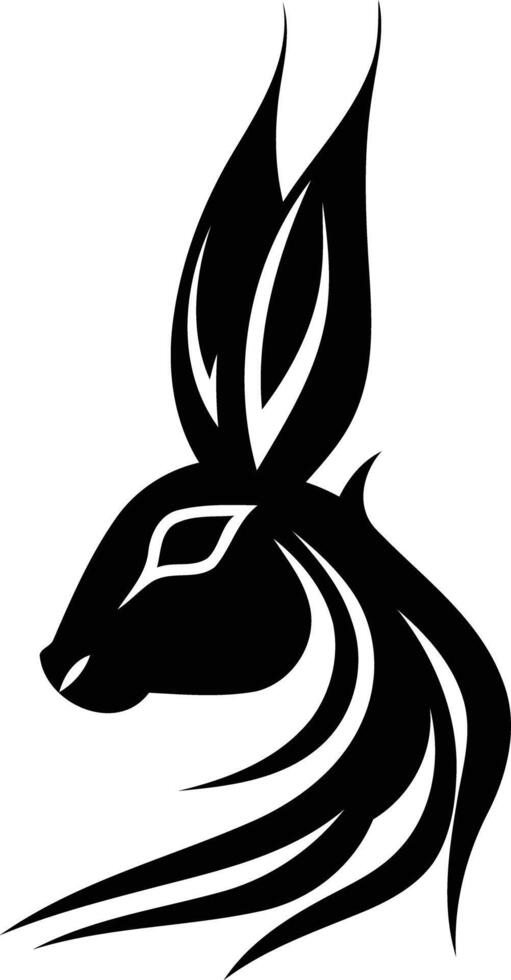 Stylized black and white rabbit head design vector