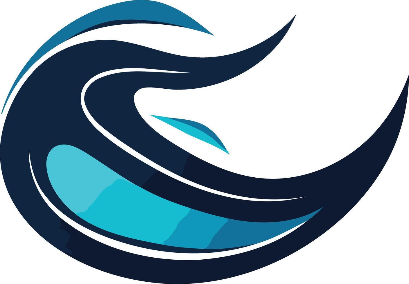 Abstract blue and black logo design with a dynamic wave like shape vector