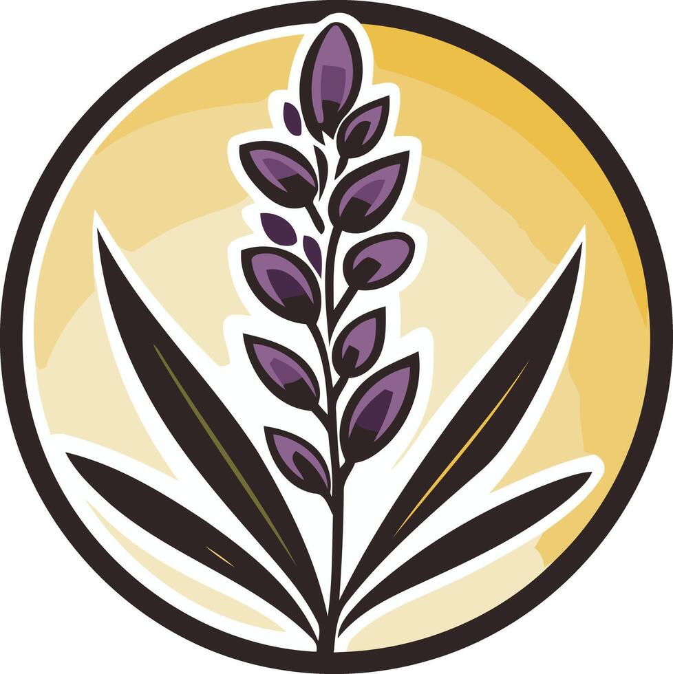 A stylized purple flower in a circular frame, perfect for branding or logos vector