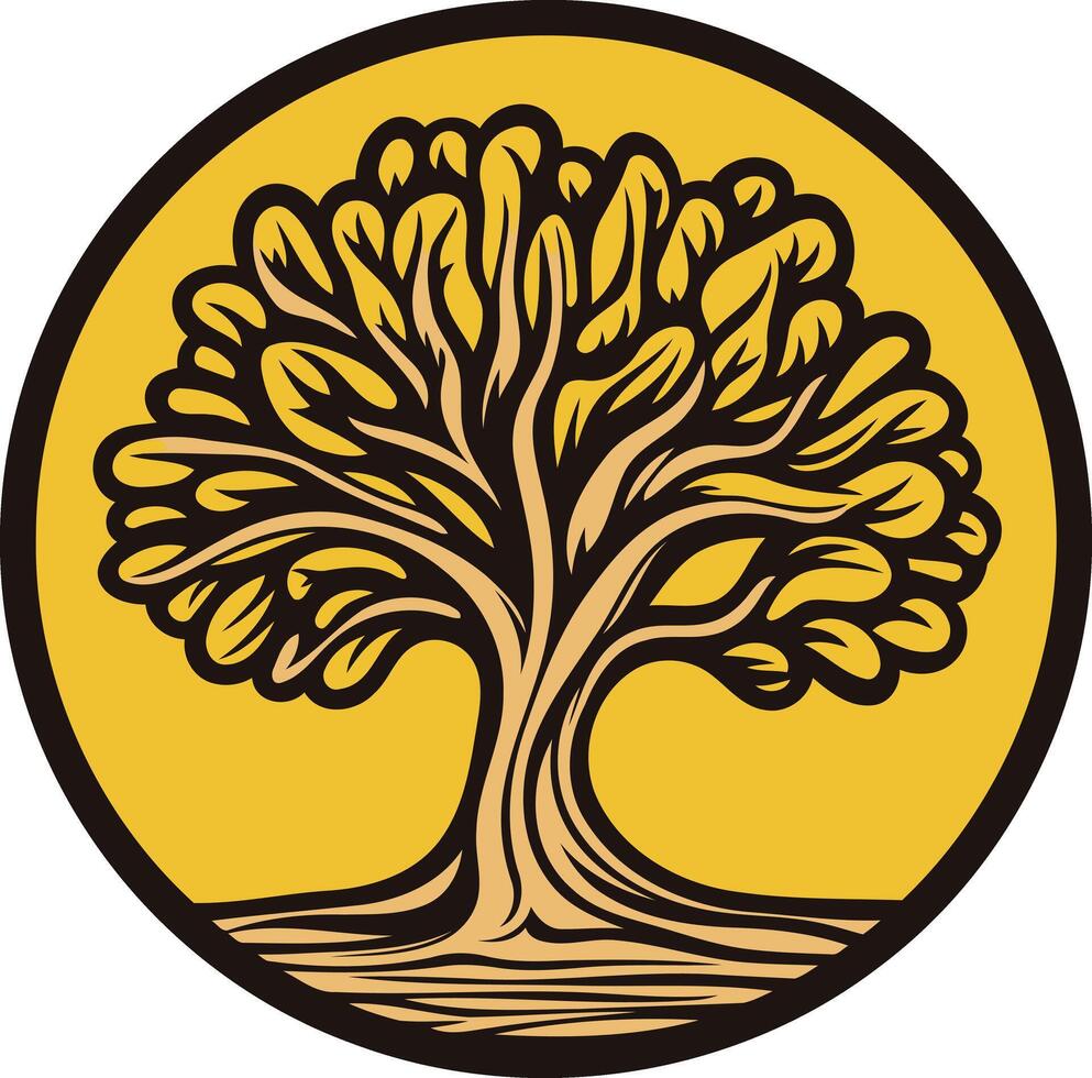A simple yet powerful logo design featuring a stylized tree within a circular frame, perfect for businesses emphasizing growth, community, and nature vector