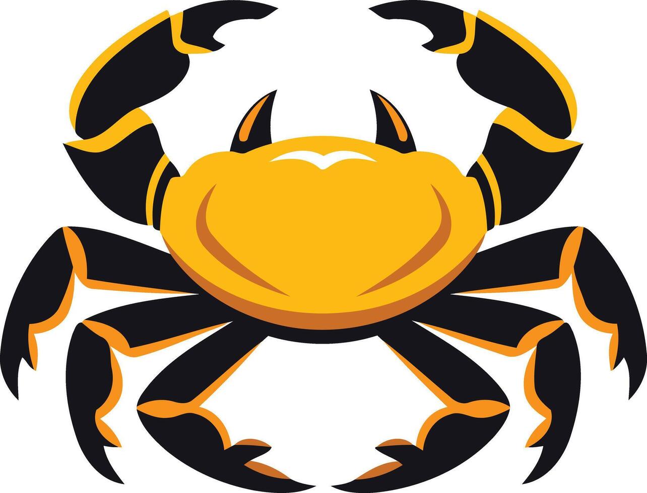 A stylized crab logo in yellow and black colors, perfect for seafood restaurants, marine businesses, or sports teams vector