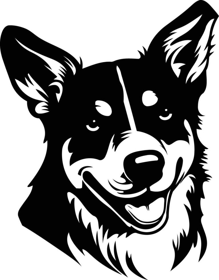 A bold, black and white illustration of a friendly dog's head, perfect for logos, branding, or pet related designs vector