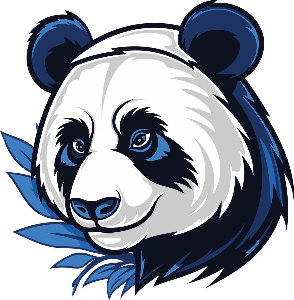 Cool and fierce panda mascot design with blue accents, perfect for a sports team, gaming brand, or streetwear vector