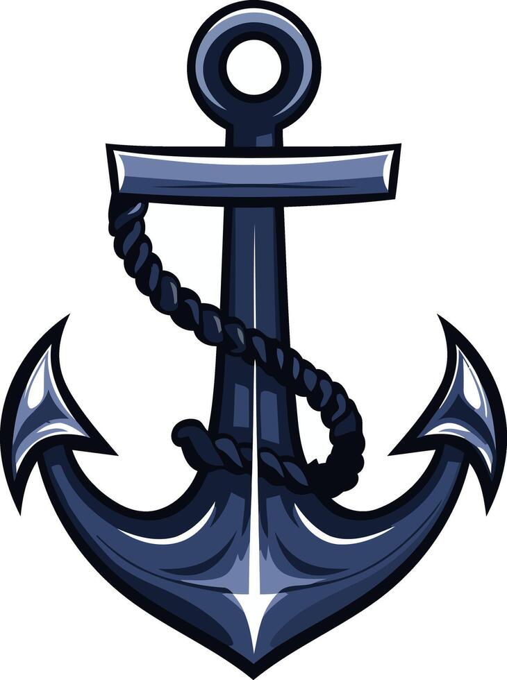 A classic nautical anchor, rendered in a bold cartoon style, perfect for marine themed designs, logos, and branding vector