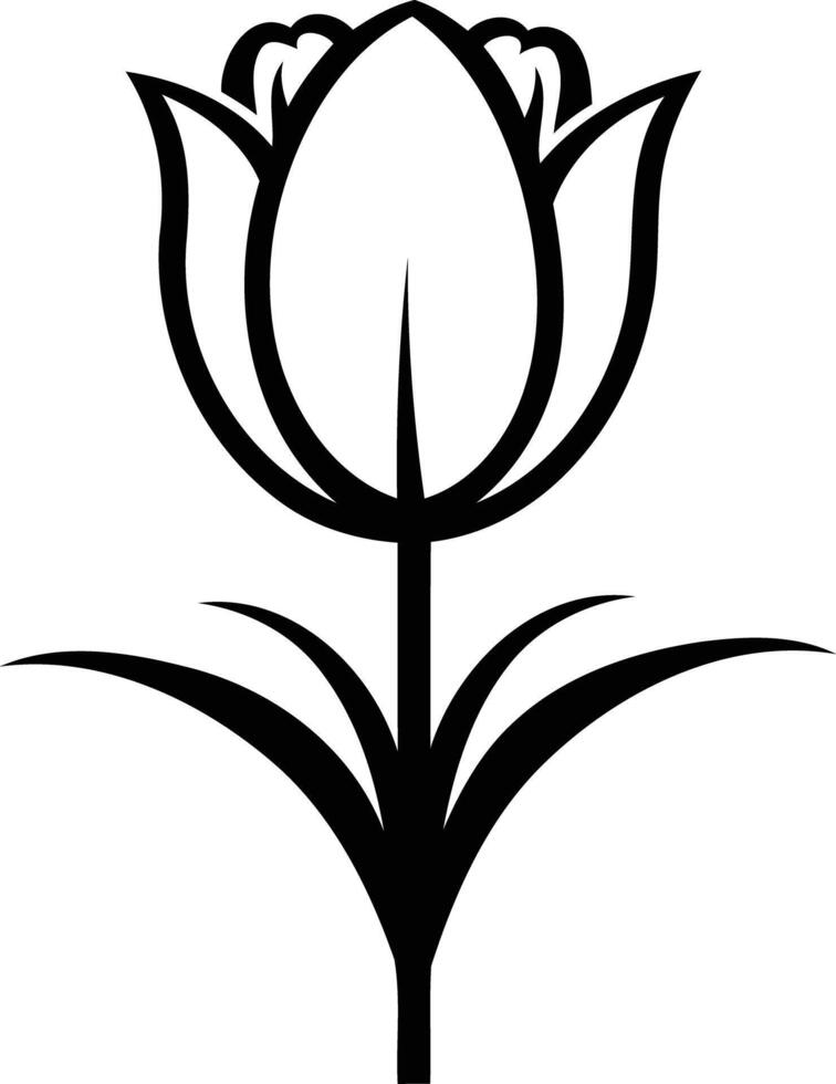 Simple black and white silhouette of a tulip vector