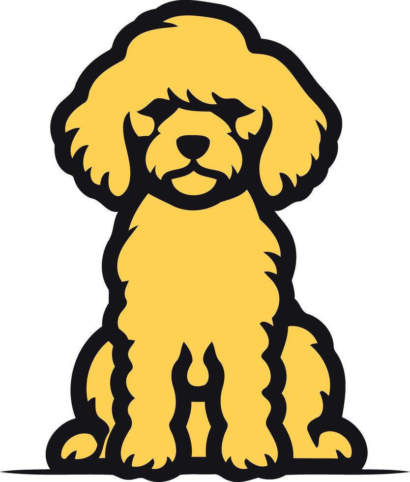 Cute cartoon illustration of a poodle dog sitting, perfect for pet related designs, websites, and social media vector