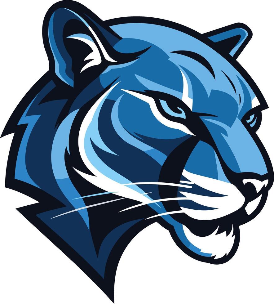 A fierce blue panther head, perfect for sports teams, businesses, or branding needing a powerful and authoritative image vector