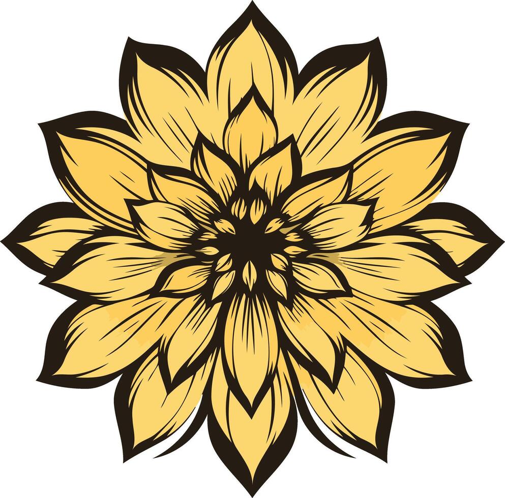 Elegant yellow flower with intricate details, perfect for branding, stationery, and design projects vector
