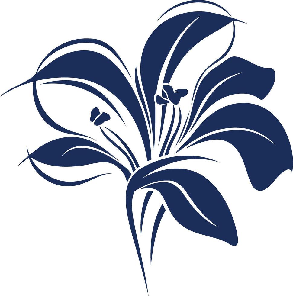 Elegant blue lily silhouette, perfect for adding a touch of nature to your designs vector