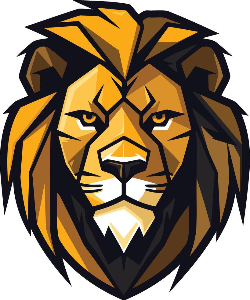 Geometric lion head logo, bold and powerful design, ideal for sports teams, businesses, or brands seeking a fierce and confident image vector