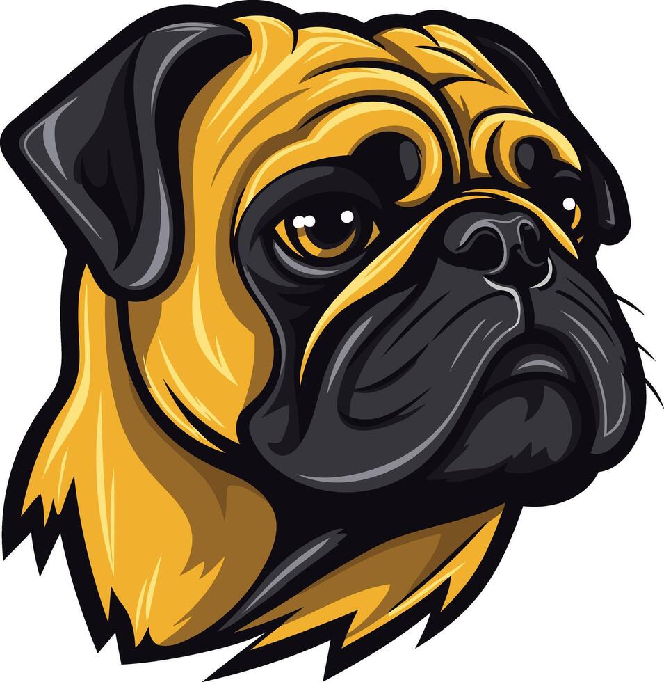 A cute cartoon pug with a friendly expression, perfect for pet related designs, social media posts, or branding vector