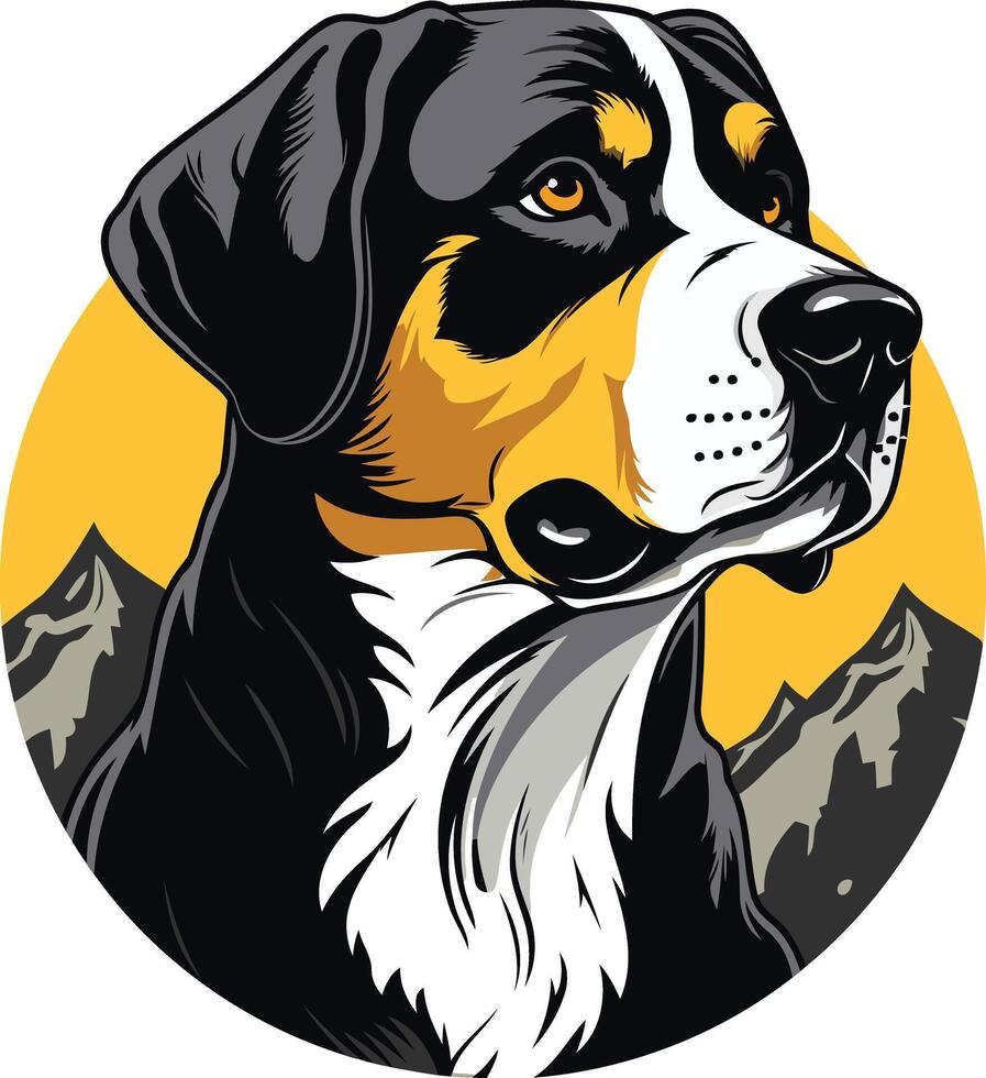 A strong and majestic bernese mountain dog illustration, perfect for dog lovers, pet businesses, and branding vector