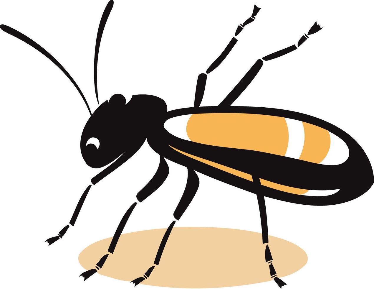 A stylized, black and yellow insect, similar to a beetle, sits on a brown background vector