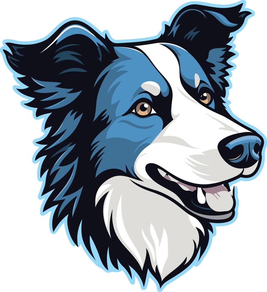 A friendly blue merle border collie with a cheerful expression, perfect for pet related projects, animal shelters, or pet products vector