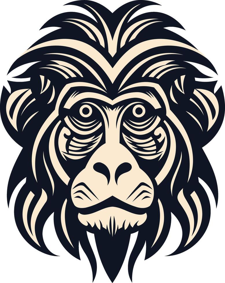 Stylized Monkey Head Illustration vector
