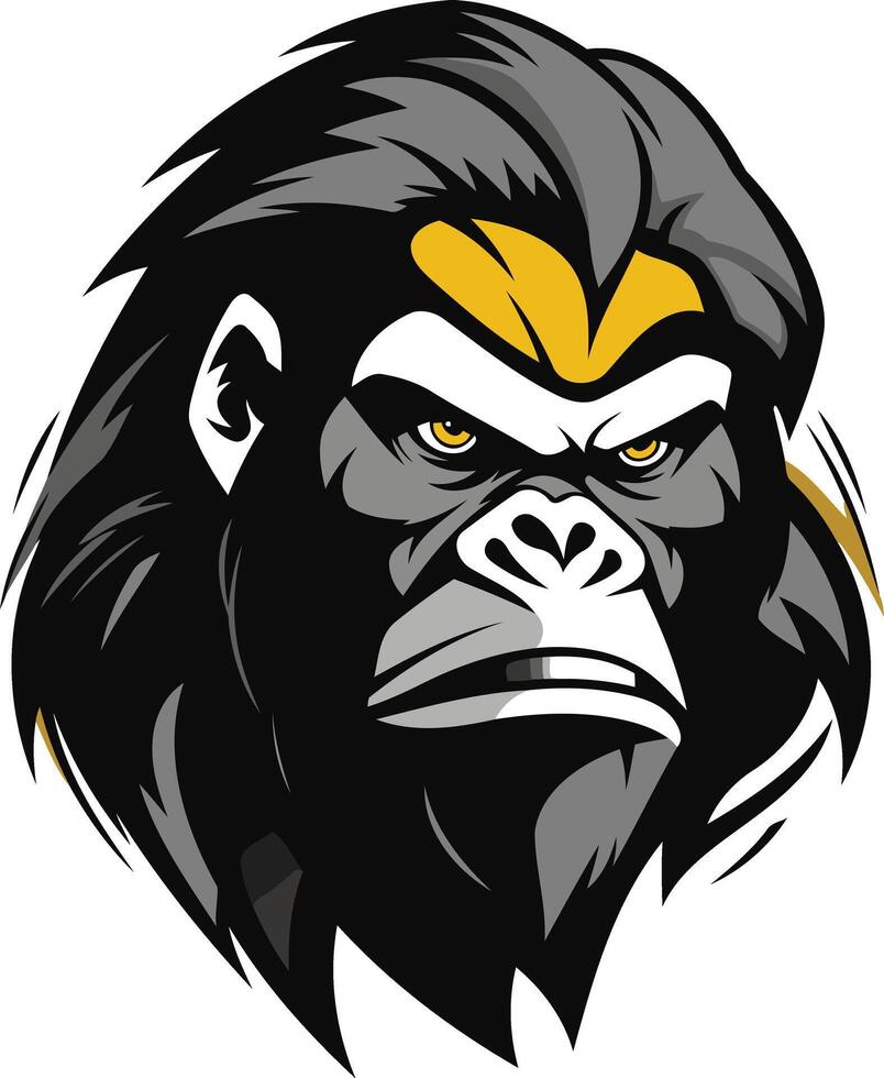 Powerful and intense gorilla head logo design, perfect for sports teams, brands, and organizations seeking a bold, animalistic image vector
