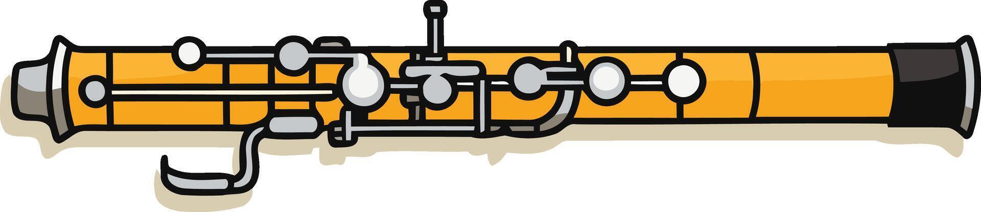 A cartoon illustration of an oboe, a woodwind instrument known for its warm and expressive sound vector