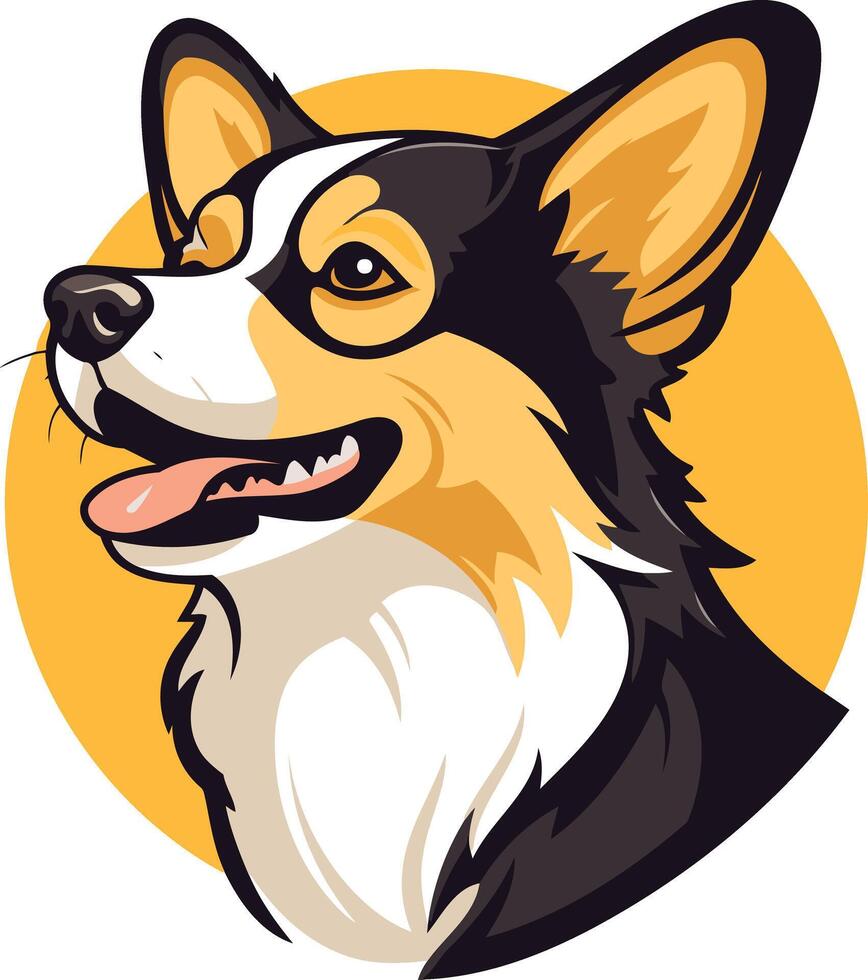 Smiling Cartoon Dog With Yellow Background vector