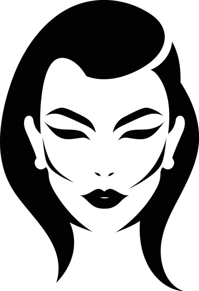 A simple yet elegant silhouette of a woman's face, featuring closed eyes and a defined lip, perfect for beauty, fashion, and wellness brands vector