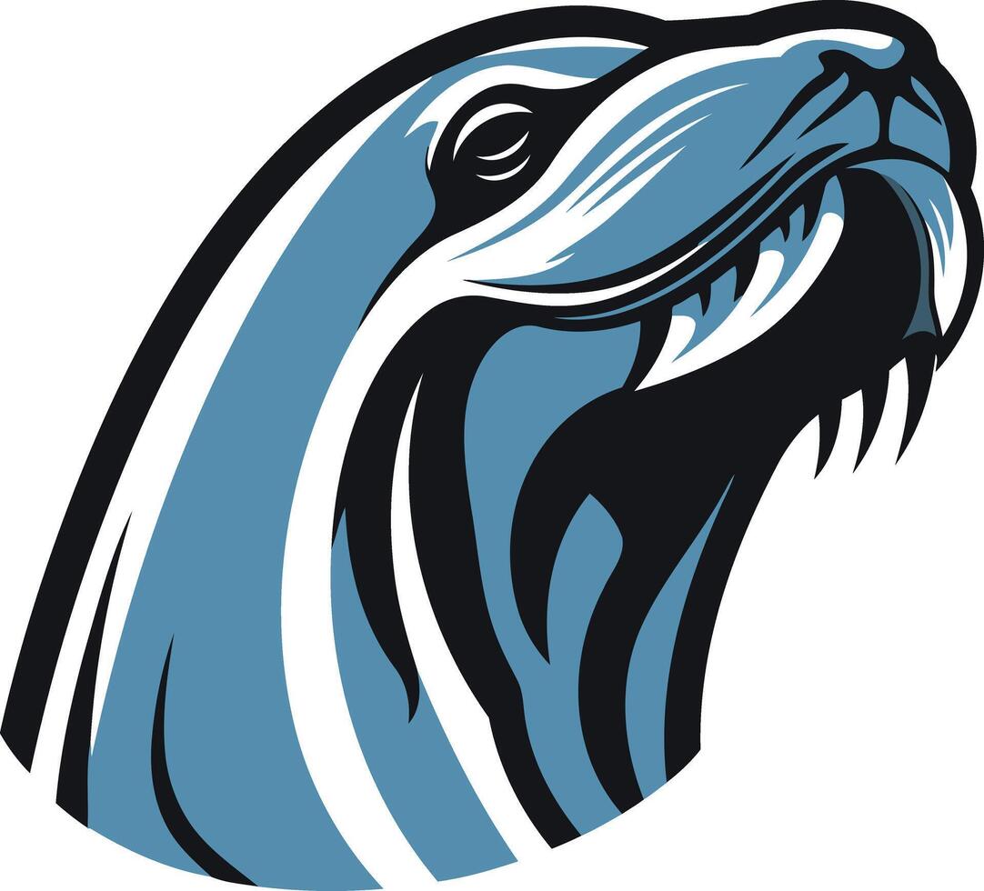 Powerful and stylized illustration of a seal's head, perfect for logo designs, branding, and marine-related projects vector