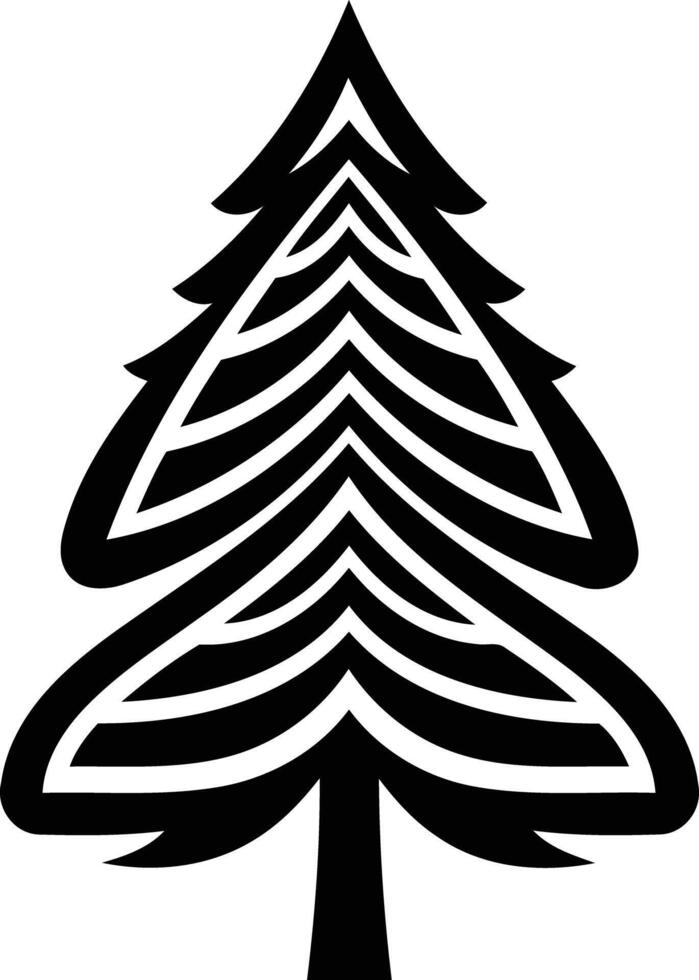 Stylized black and white pine tree icon vector