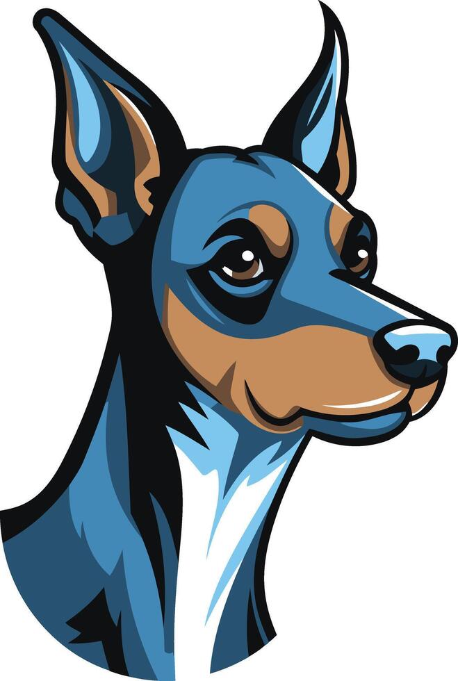 A playful and friendly cartoon illustration of a blue and brown dog with a white patch on its chest, perfect for branding or design projects vector