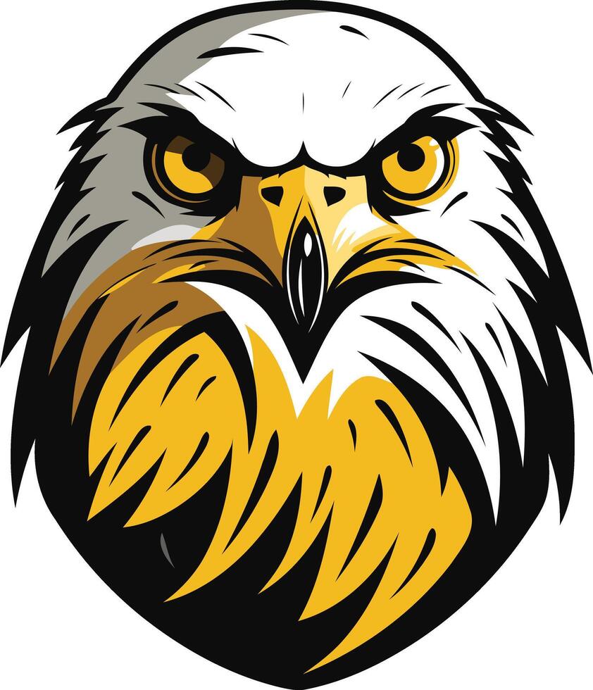 This image features a bold and powerful illustration of an eagle's head, rendered in a simple, graphic style vector
