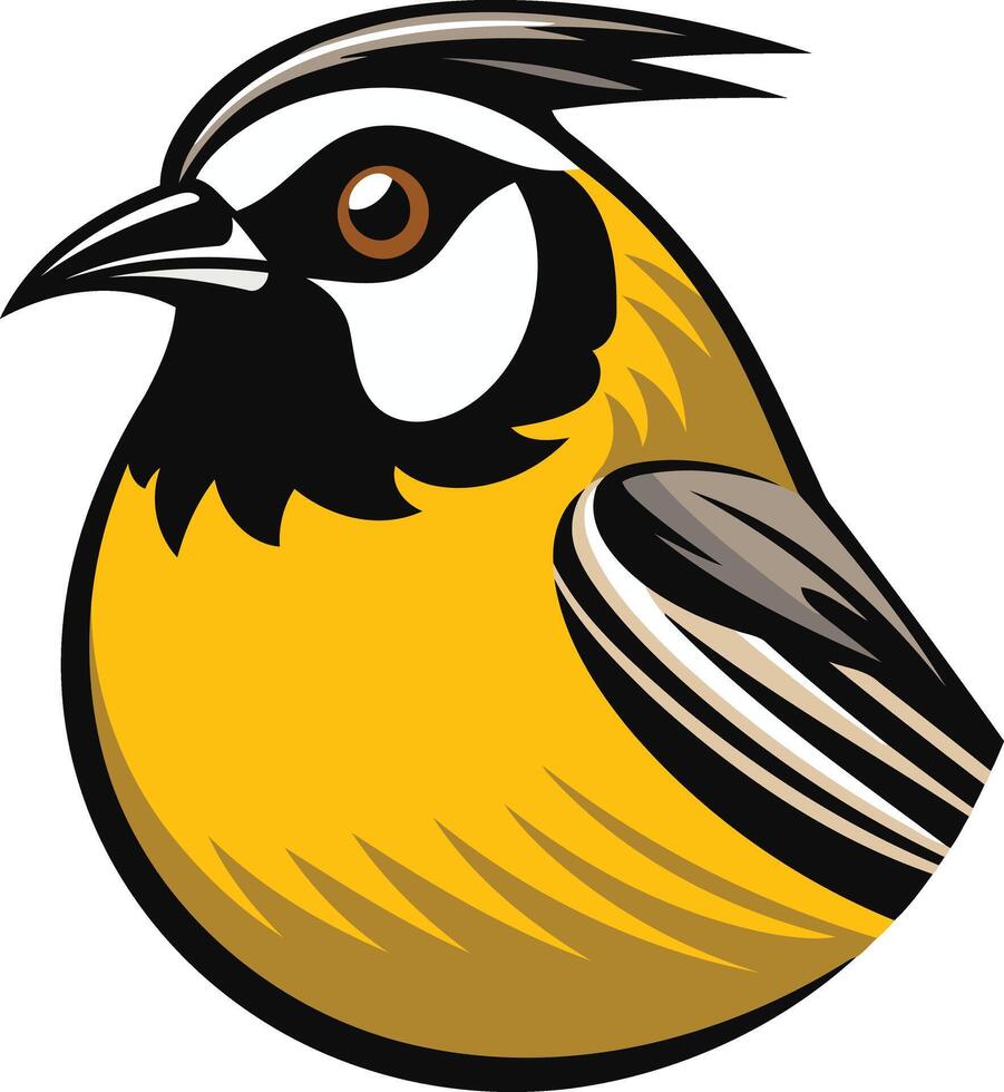 A element illustration of a yellow bird with black and white markings vector