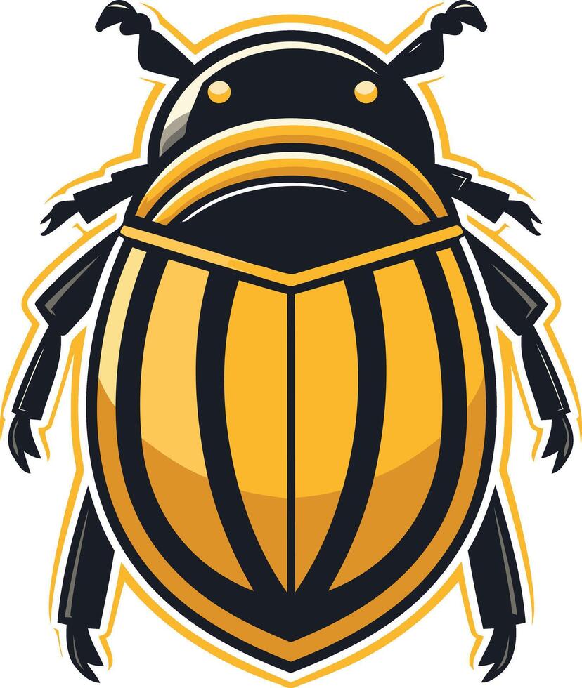 This element illustration features a stylized cartoon beetle with a yellow body and black markings vector