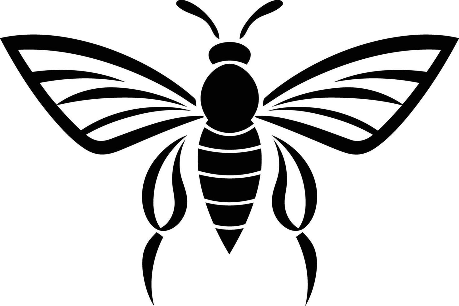 Stylish black and white bee silhouette perfect for logos, branding, and design projects vector