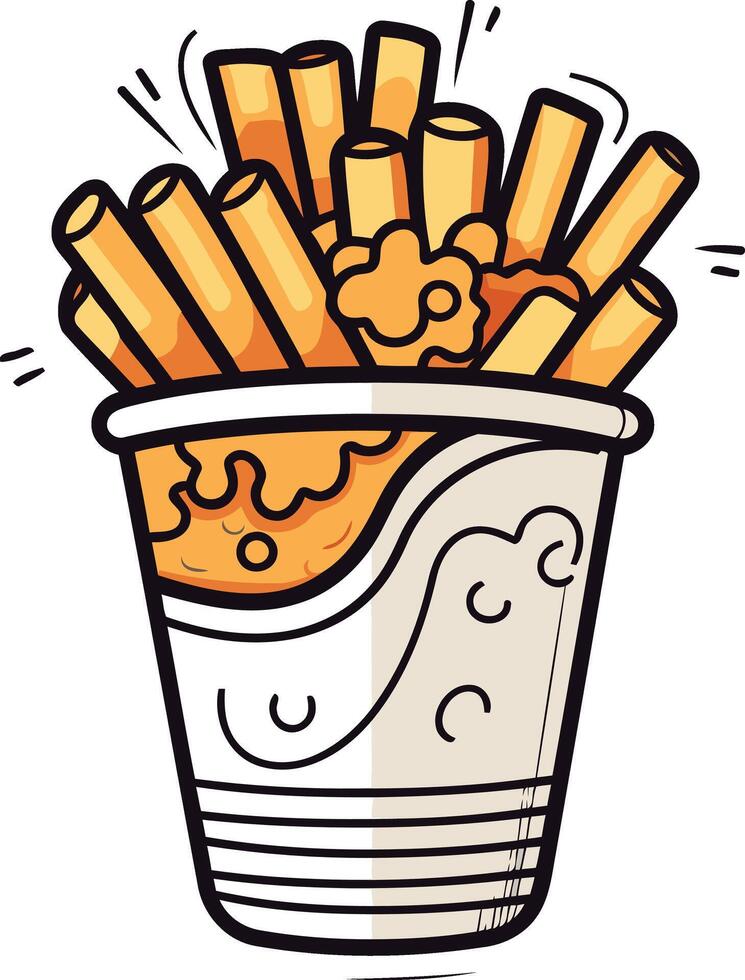 Cartoon Illustration of French Fries in a Cup vector