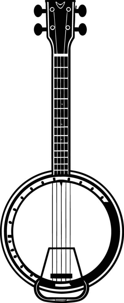 A simple yet elegant black and white illustration of a banjo, perfect for music related projects vector