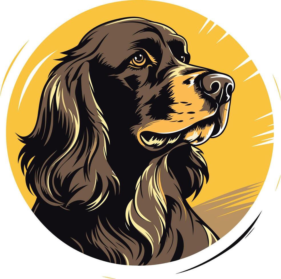A striking illustration of a springer spaniel's head, showcasing its sharp features and expressive eyes vector