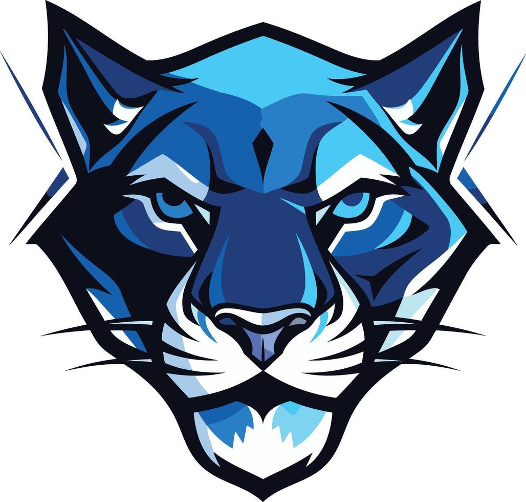 A fierce and stylized blue panther head logo, perfect for branding, sports teams, or gaming vector