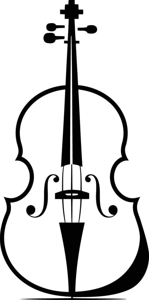 Simple black and white silhouette of a cello vector