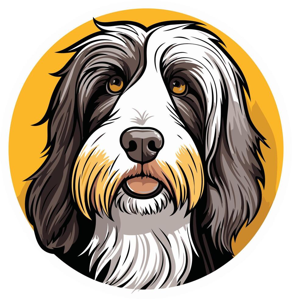 Adorable cartoon illustration of a bearded collie dog with a friendly expression vector