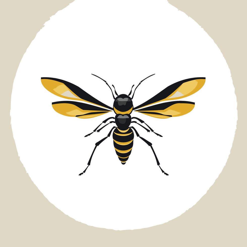 A simple, clean illustration of a yellow and black wasp vector
