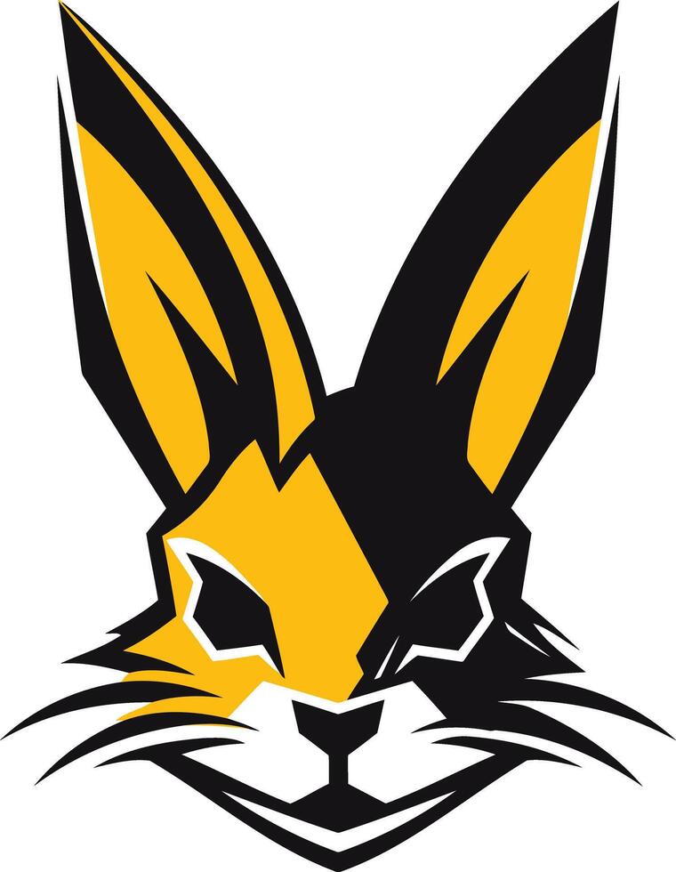 Aggressive, stylized rabbit head mascot logo vector