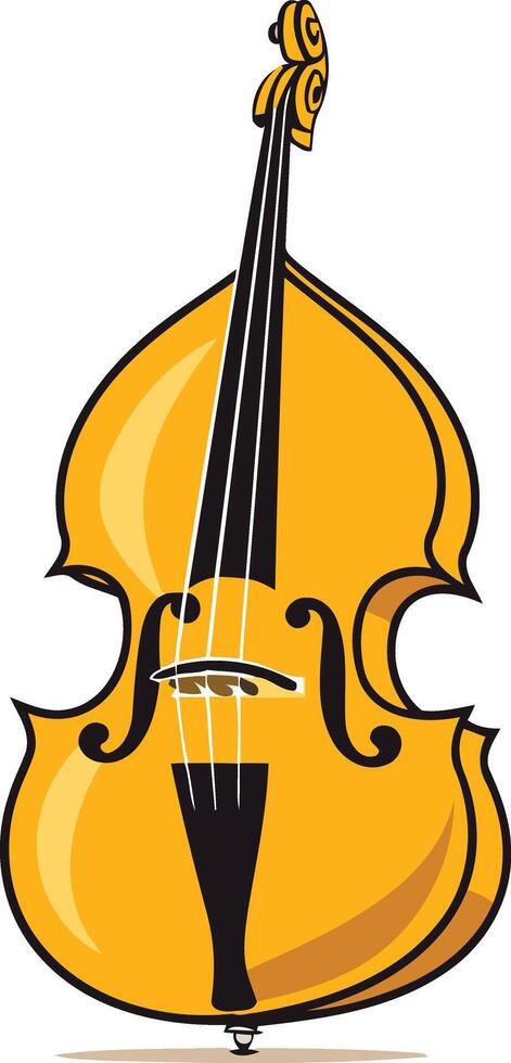 A simple, cartoon style illustration of a yellow double bass, perfect for music related projects, educational materials, or fun designs vector