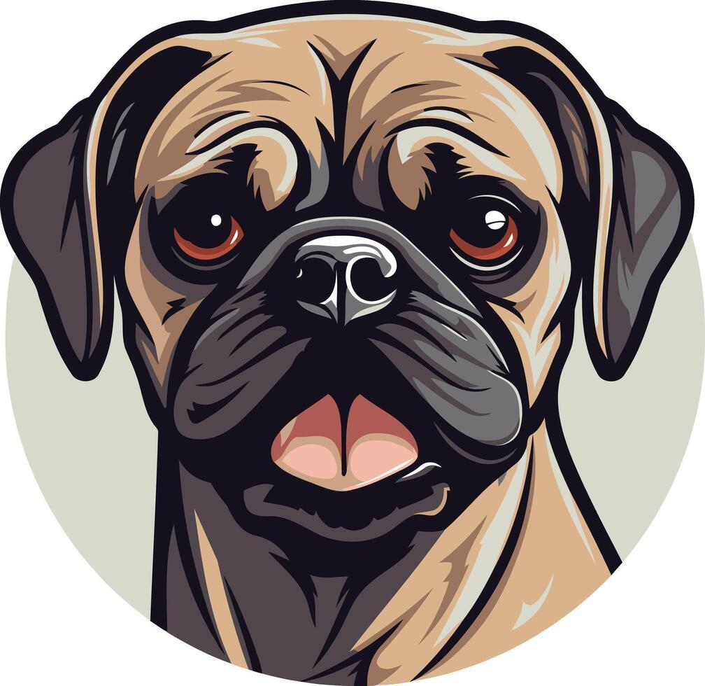 A cute pug with big, expressive eyes and a playful expression vector