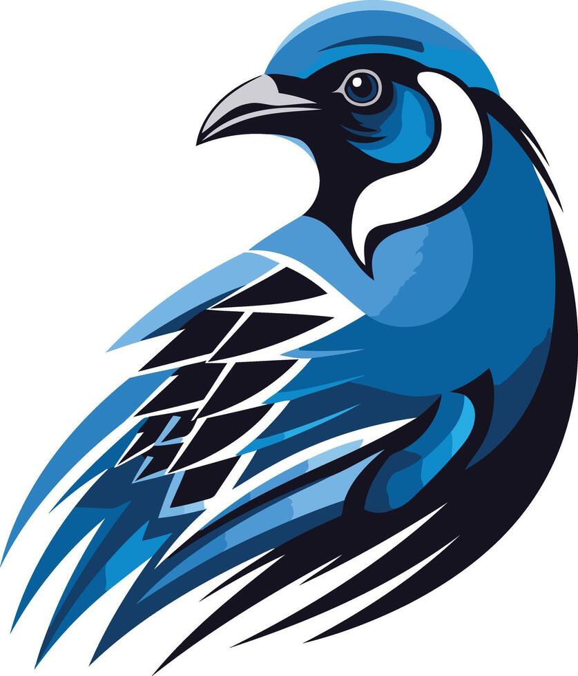 Abstract blue jay bird logo with sharp, dynamic lines vector