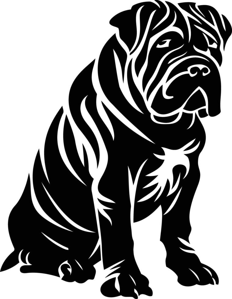 Stylized silhouette of a shar-pei dog, perfect for logo design, t-shirt graphics, and pet-related projects vector